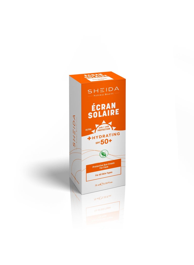 SHEIDA ECRAN SOLAIRE UVA + UVB Sun Protection Hydrating Cream |  SPF 50+ Sunscreen | Sun Block Cream -75ml - Image 2